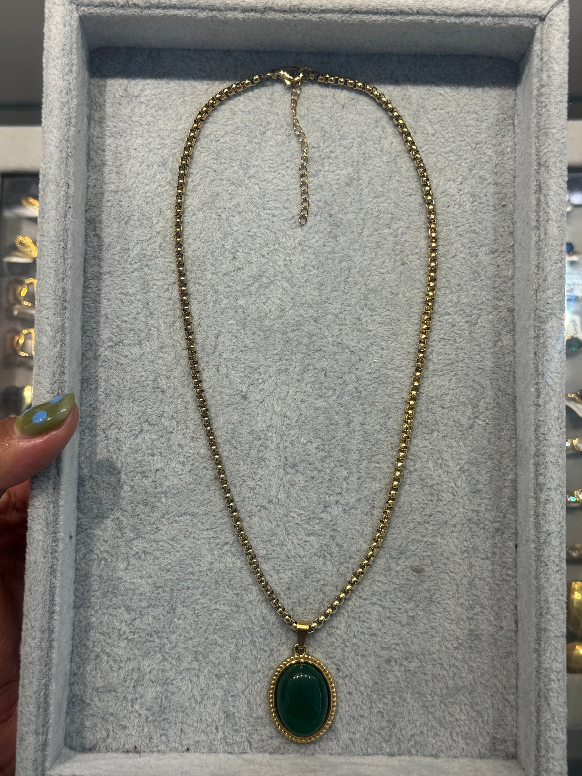 Green stone necklace