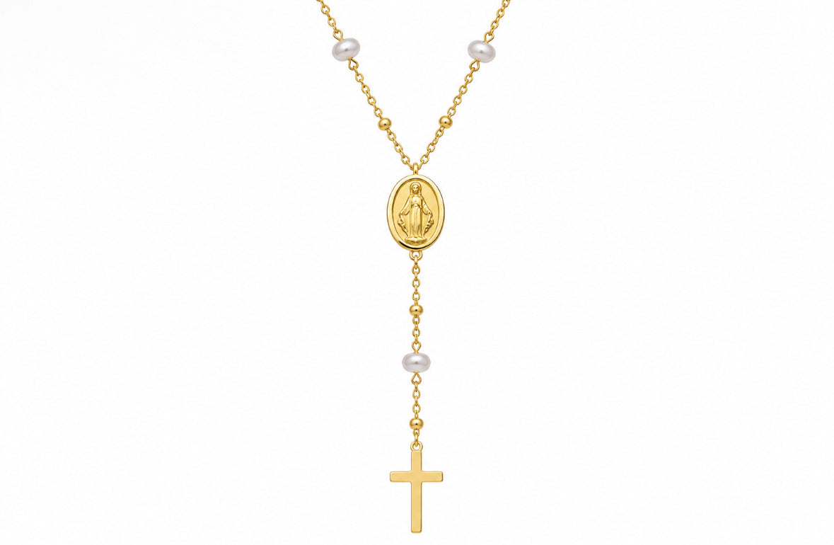 Pearl rosary necklace
