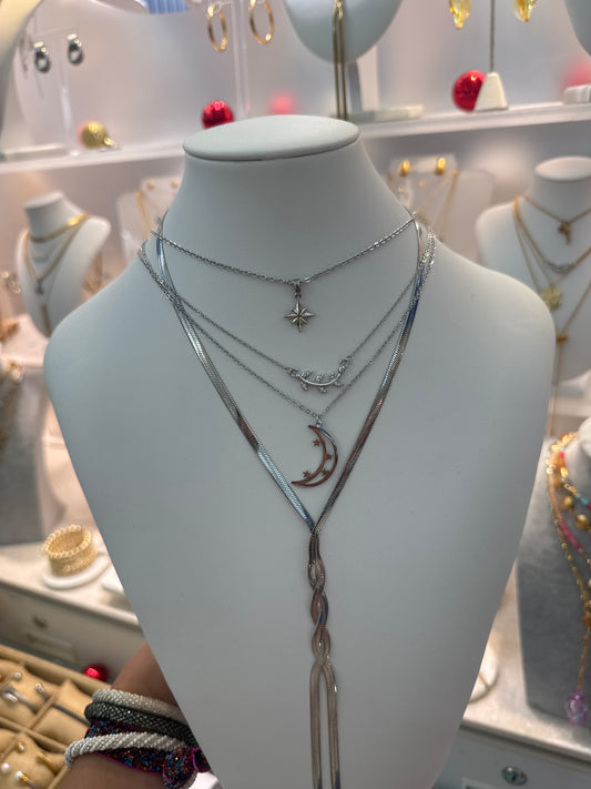 Silver moon necklace