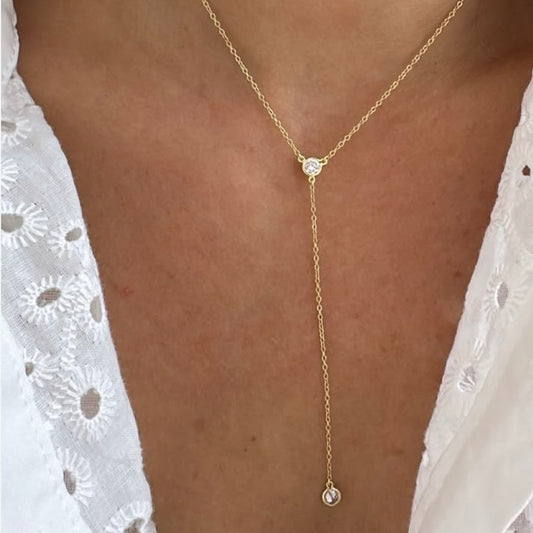 Diamond lariat necklace 925