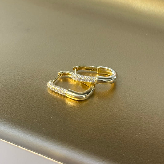 Square pave huggies earrings 925