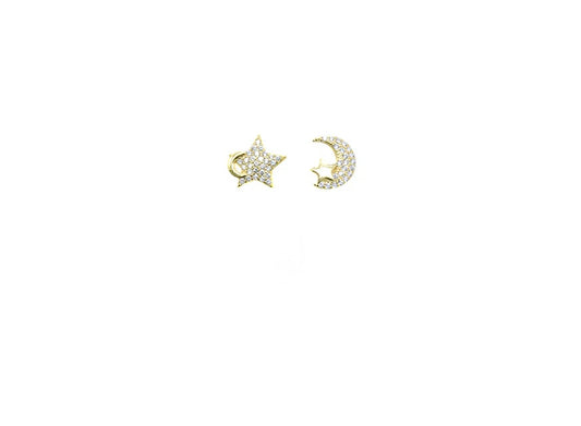 Star & moon pave earrings 925