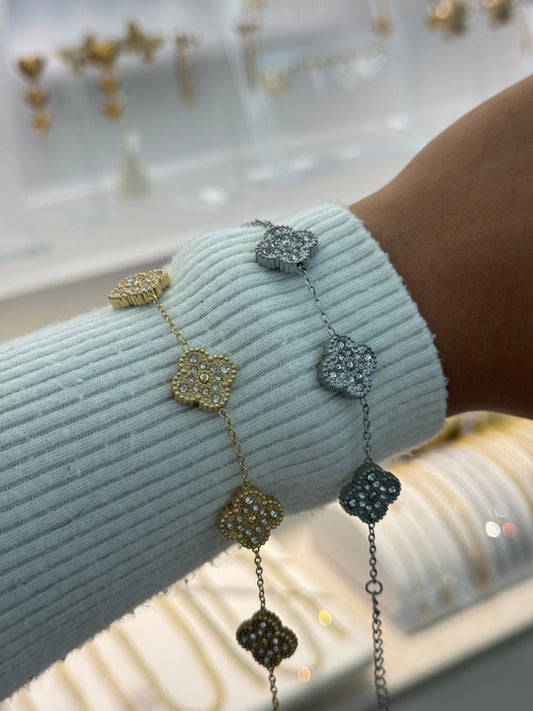 Clover pave bracelet