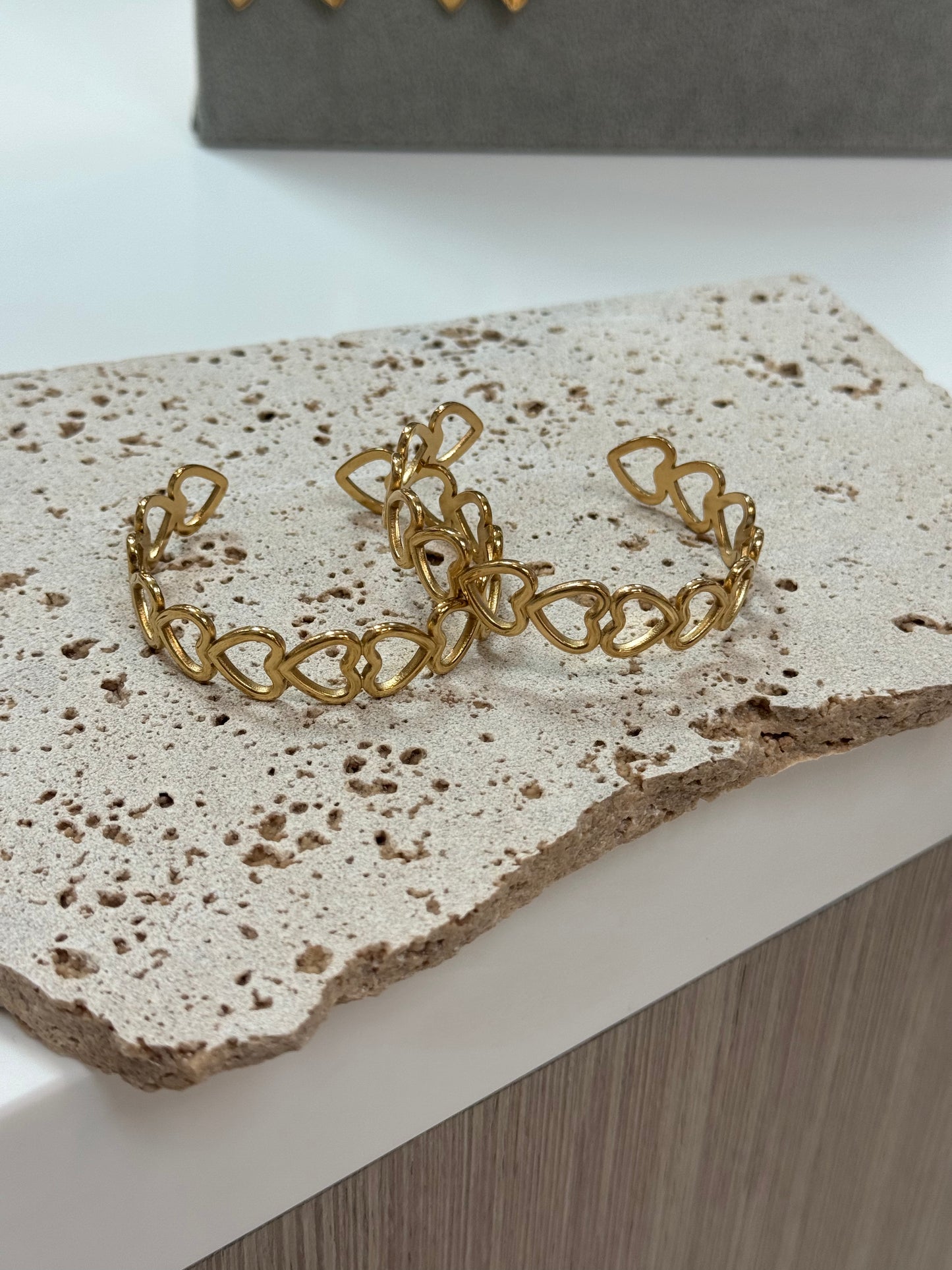 Heart bangle cuff bracelet