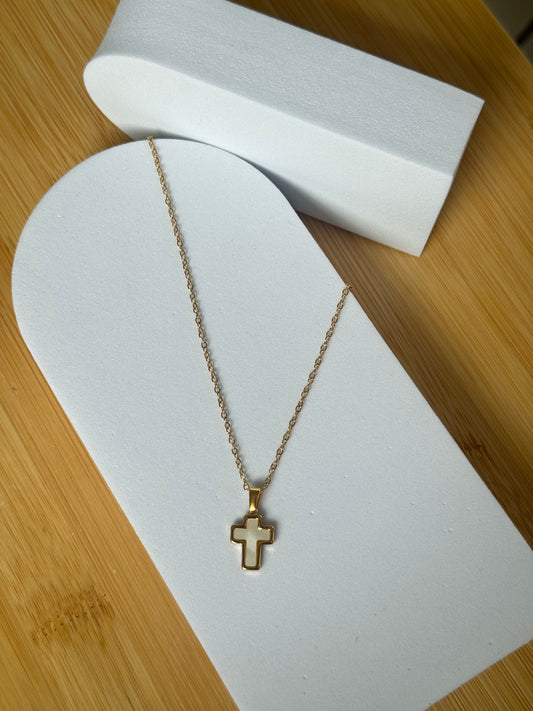 Nacar cross necklace
