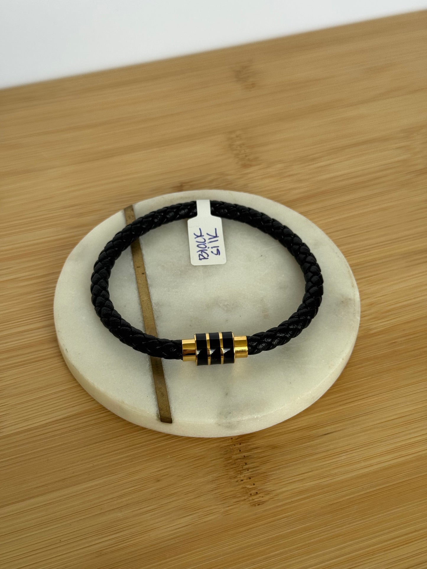 Black silk men bracelet