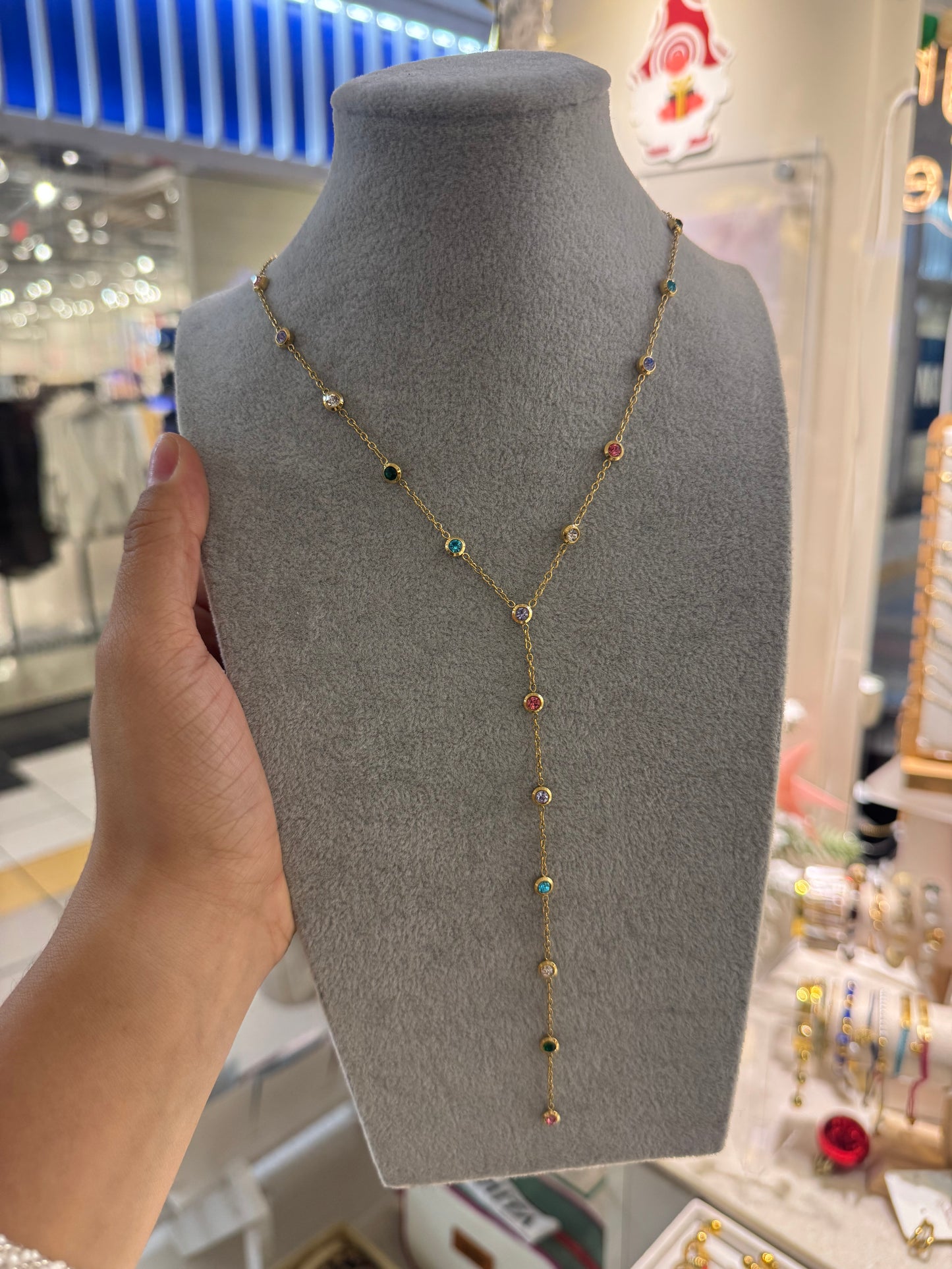 Colorful lariat necklace