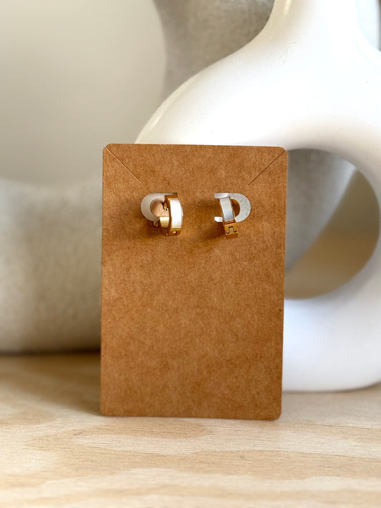 Nacar huggies earrings