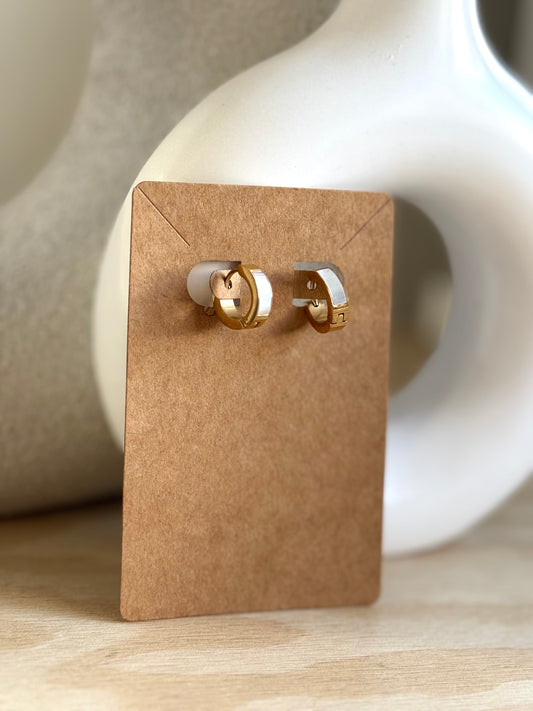 Nacar huggies earrings