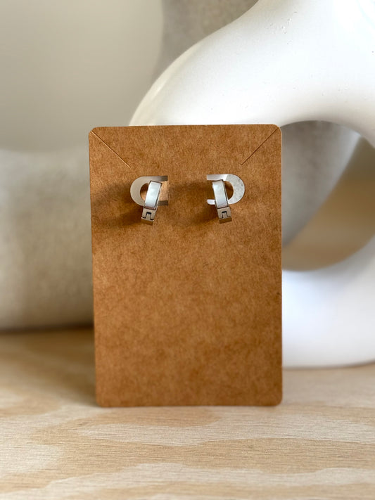Nacar huggies earrings