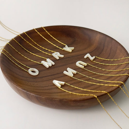 Nacar initial necklace
