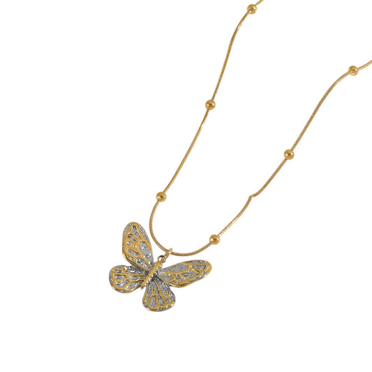Two tones butterfly necklace