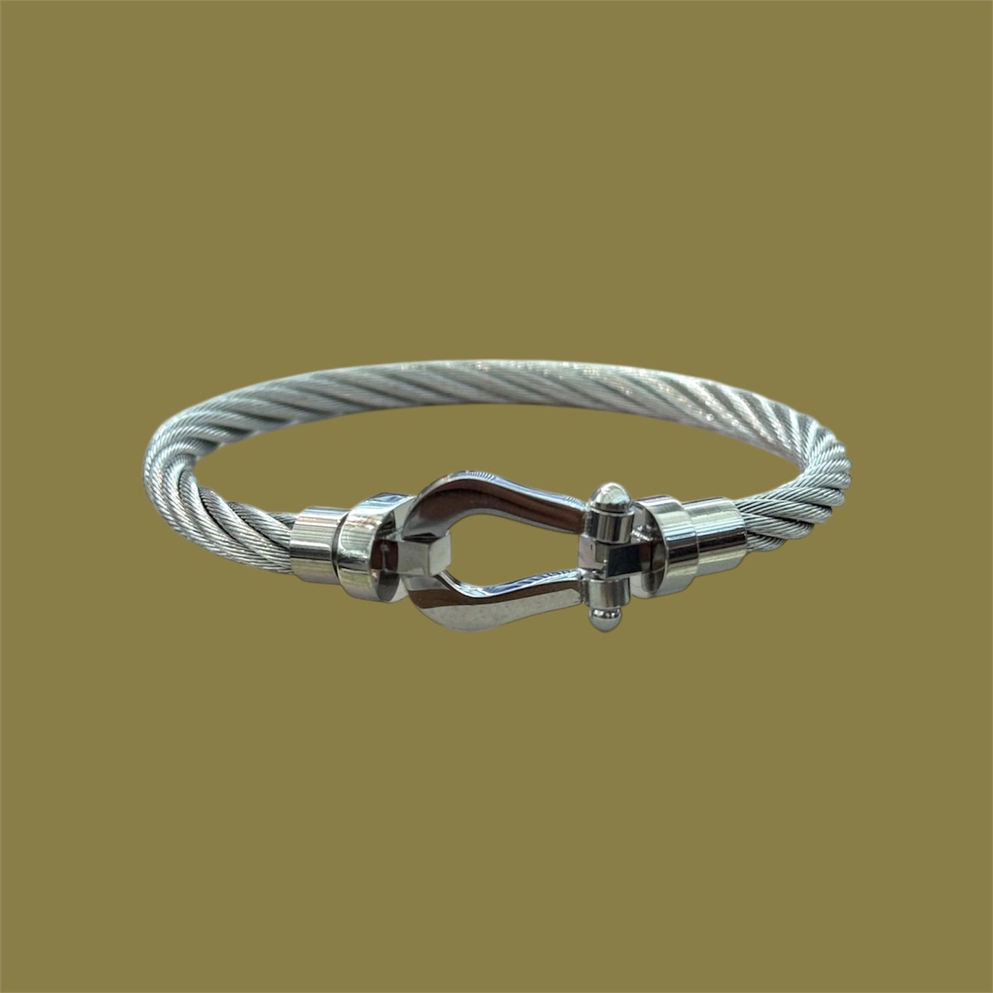Silver buckle men bracelet