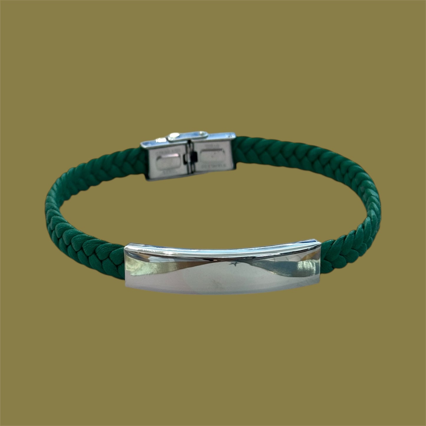 Green braid men bracelet