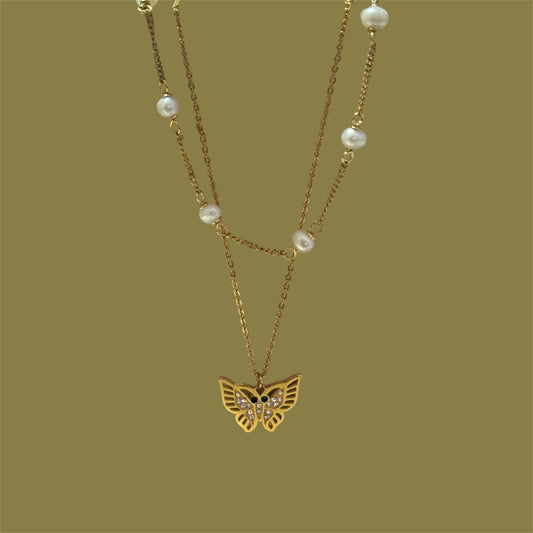 Black butterfly necklace