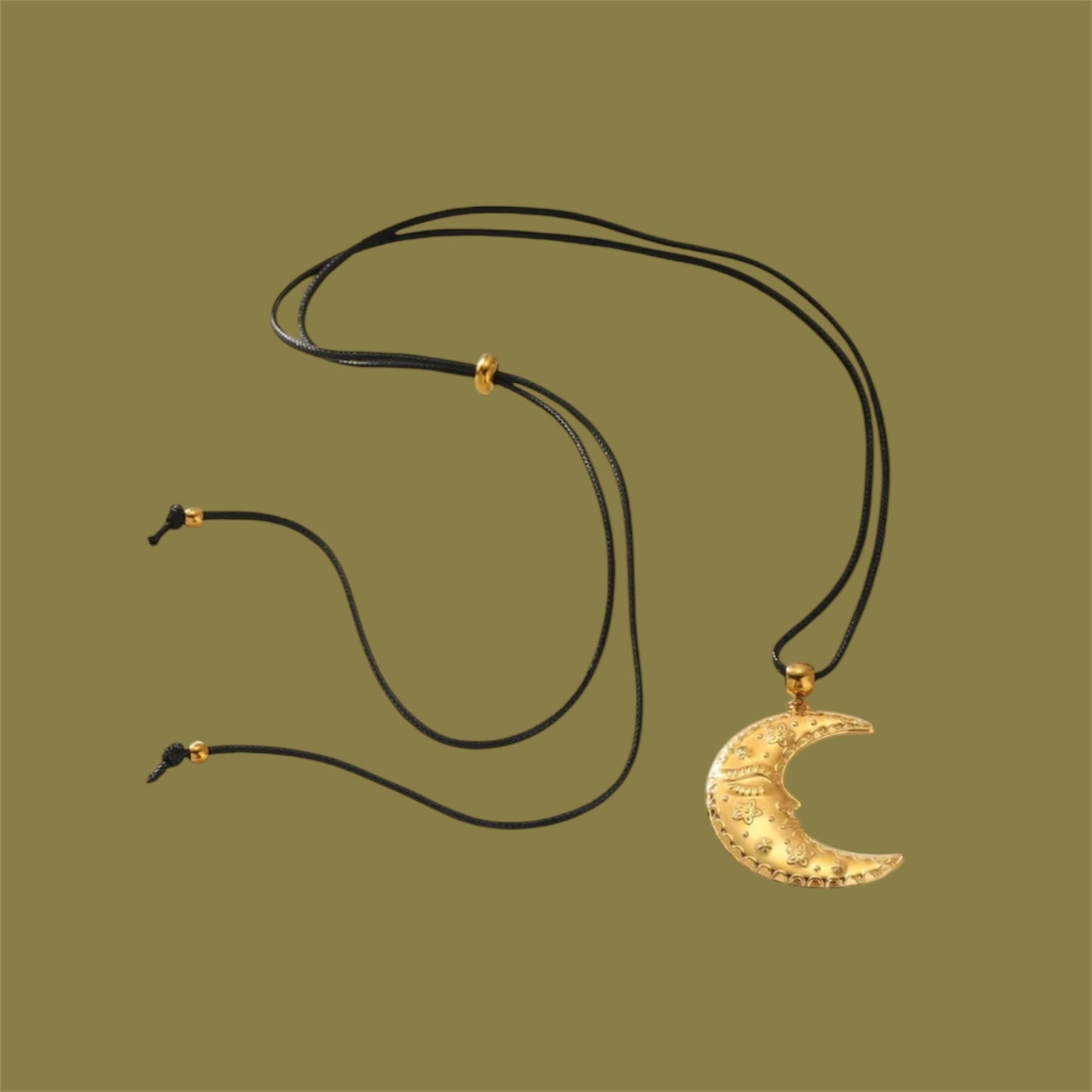 Leather moon necklace