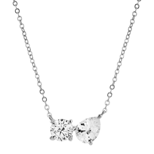 Assymetrical diamond necklace 925