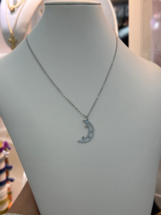 Silver moon necklace