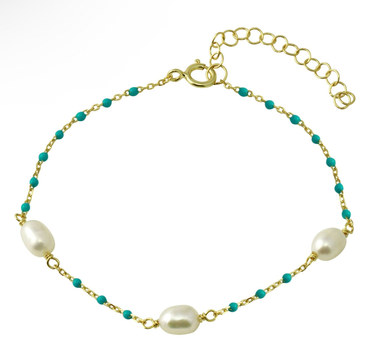 Turquoise pearl bracelet 925