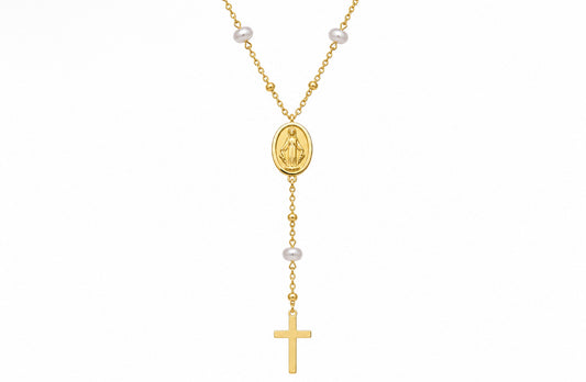 Pearl rosary necklace
