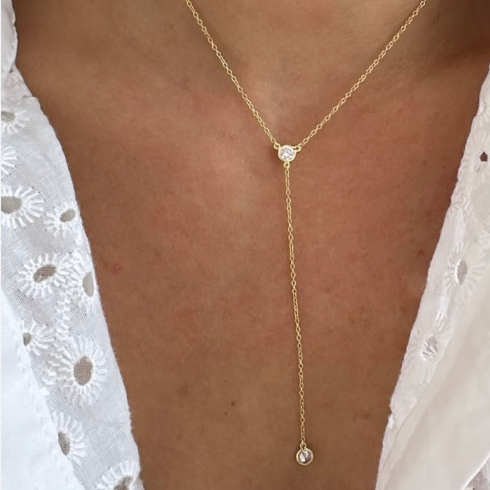 Diamond lariat necklace 925