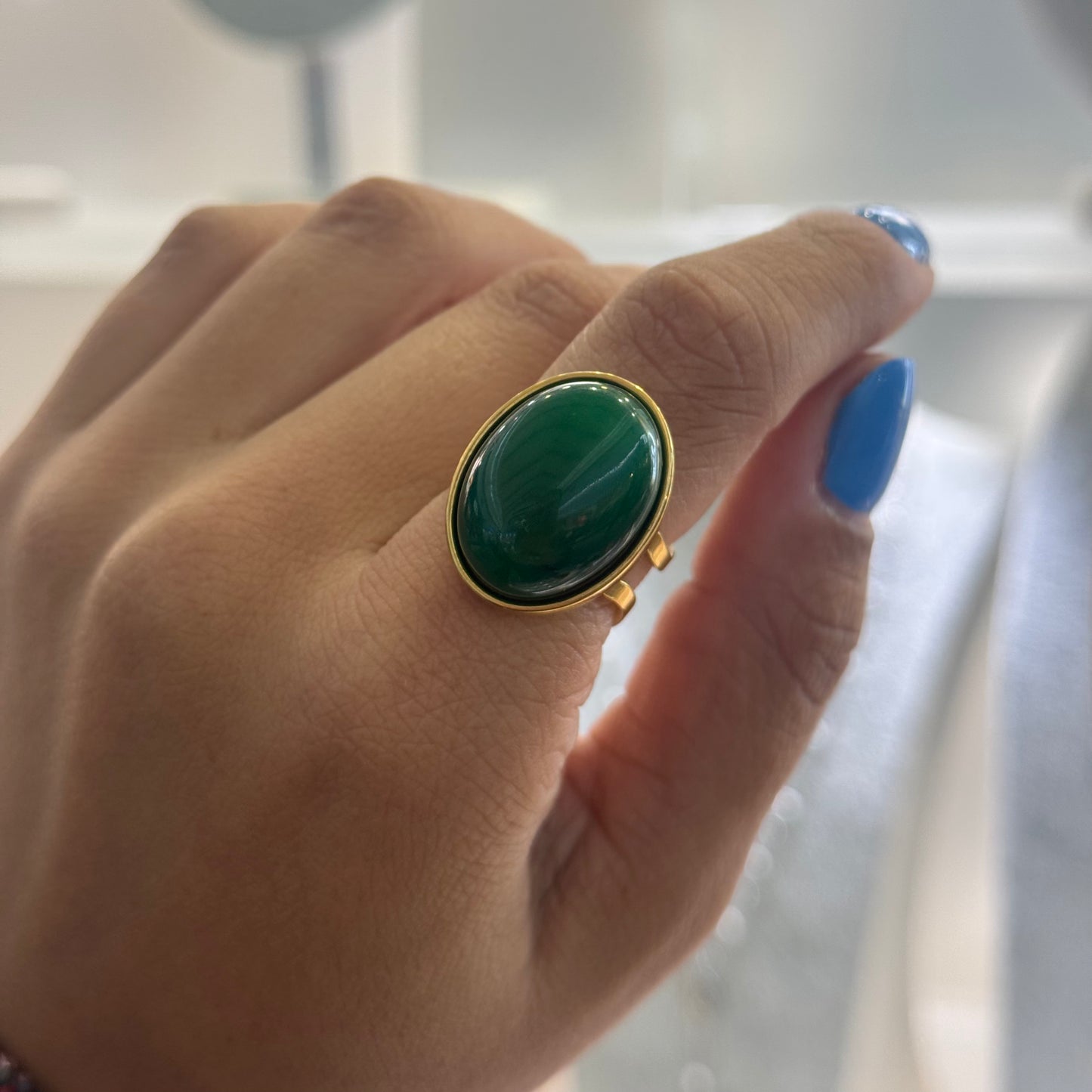 Green stone ring