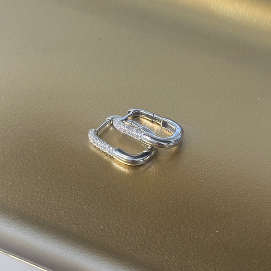 Square pave huggies earrings 925