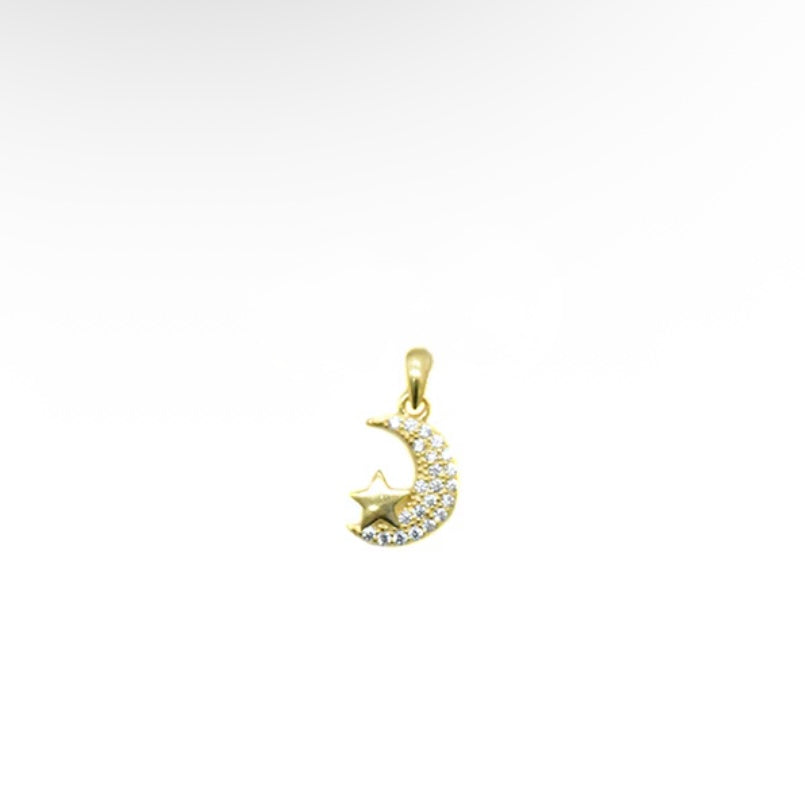 Star & moon pave necklace 925