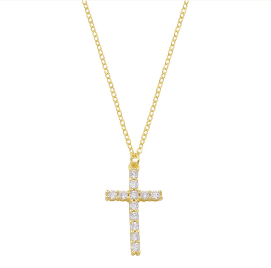 Pave cross necklace 925
