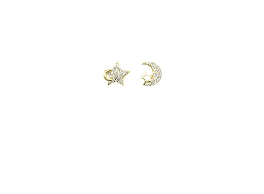 Star & moon pave earrings 925