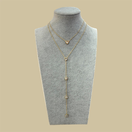 Dainty heart lariat necklace
