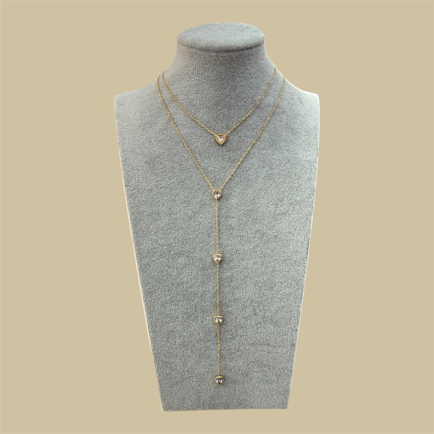 Dainty heart lariat necklace
