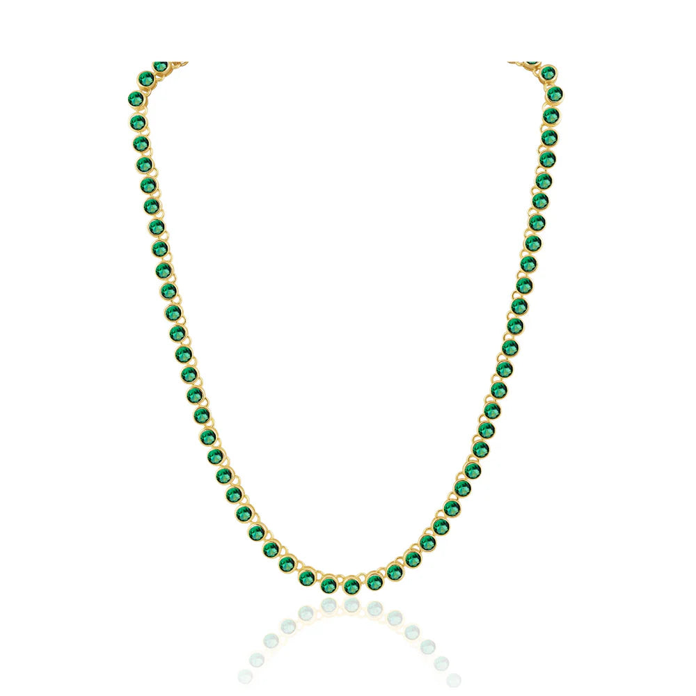 Bezzel emerald tennis necklace
