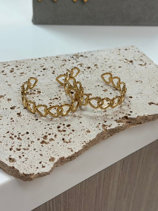 Heart bangle cuff bracelet