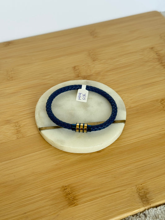 Navy silk men bracelet
