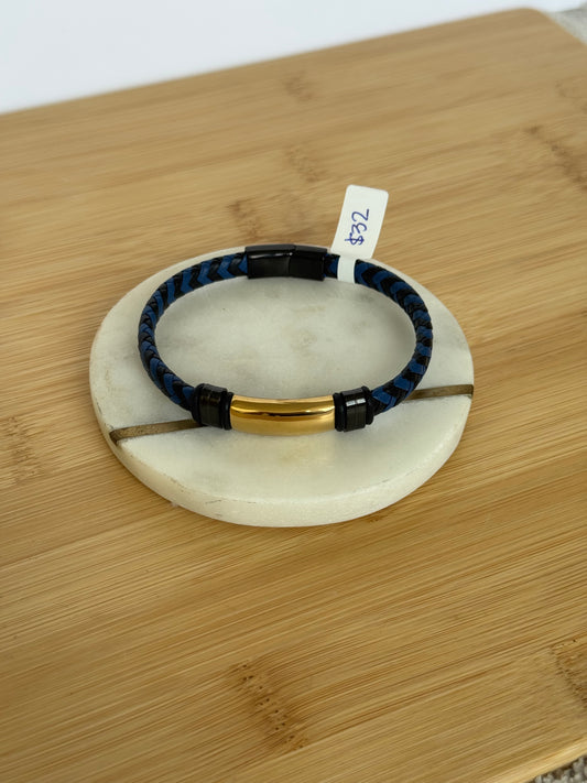Blue stripe men bracelet