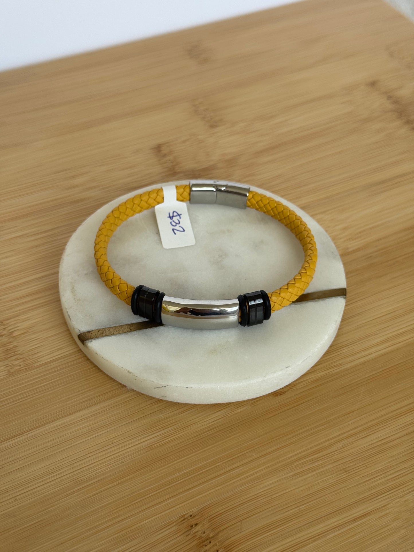 Yellow stripe men bracelet