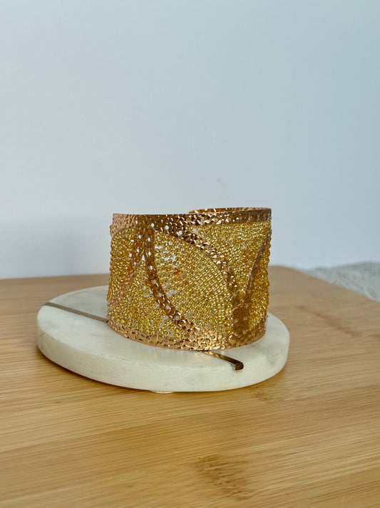 Gold bead cuff bracelet