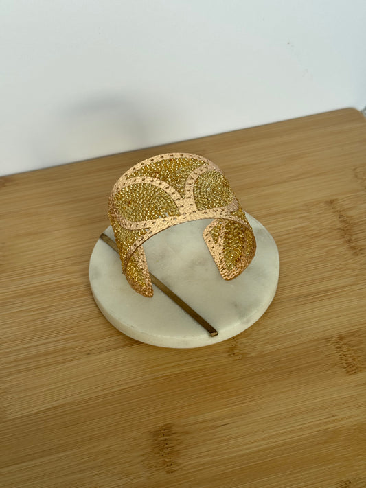 Gold bead cuff bracelet