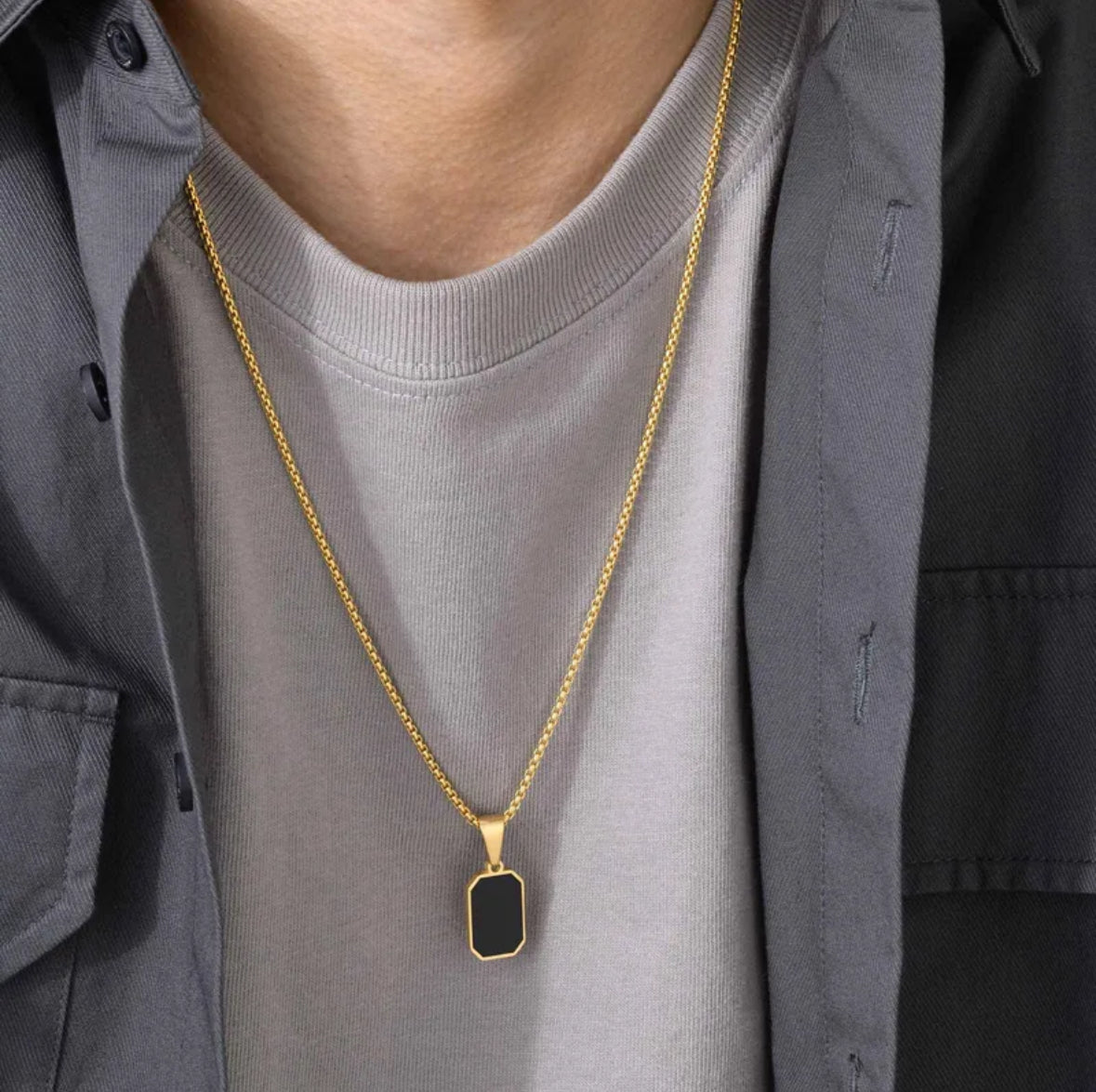 Men black necklace