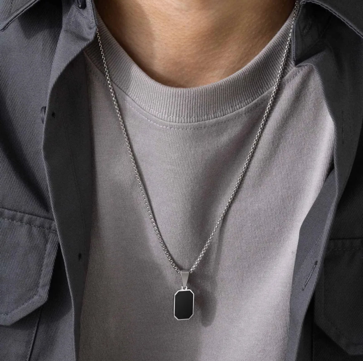 Men black necklace