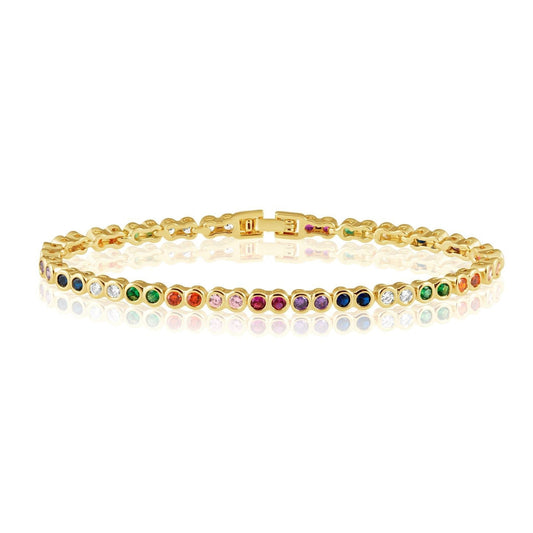 Bezzel rainbow tennis bracelet