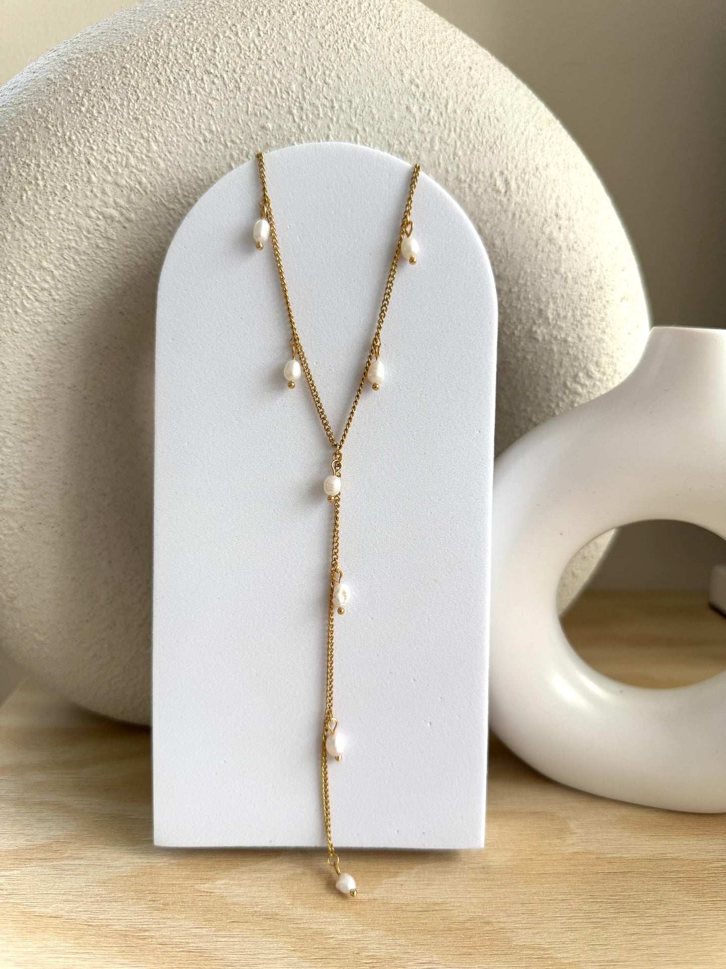 Pearl lariat necklace