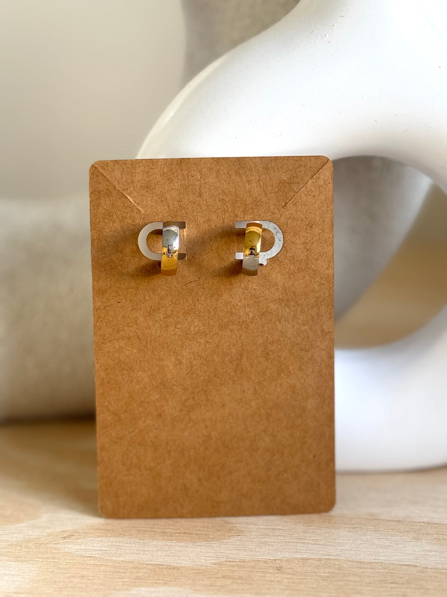 Two tones huggies earrings