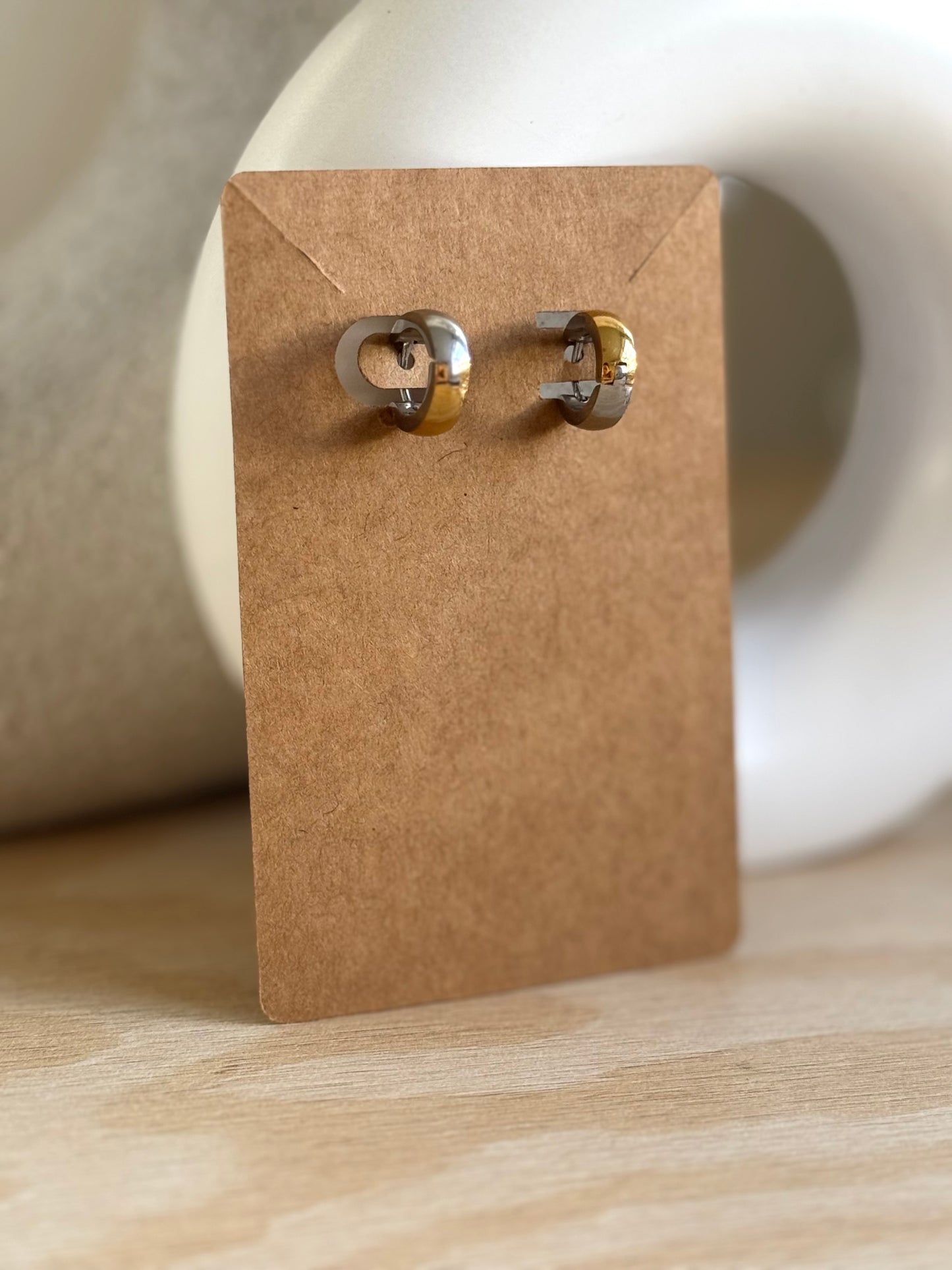 Two tones huggies earrings