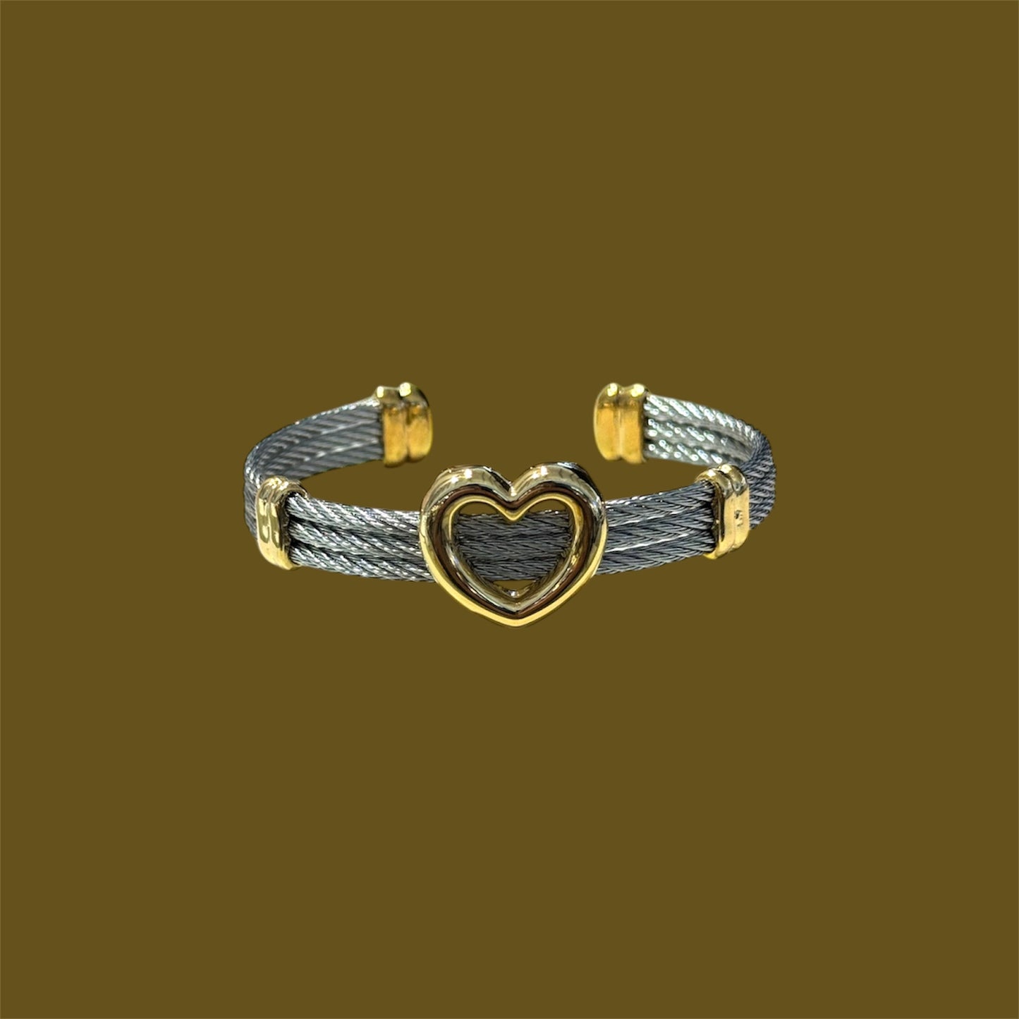 Crown heart bangle bracelet