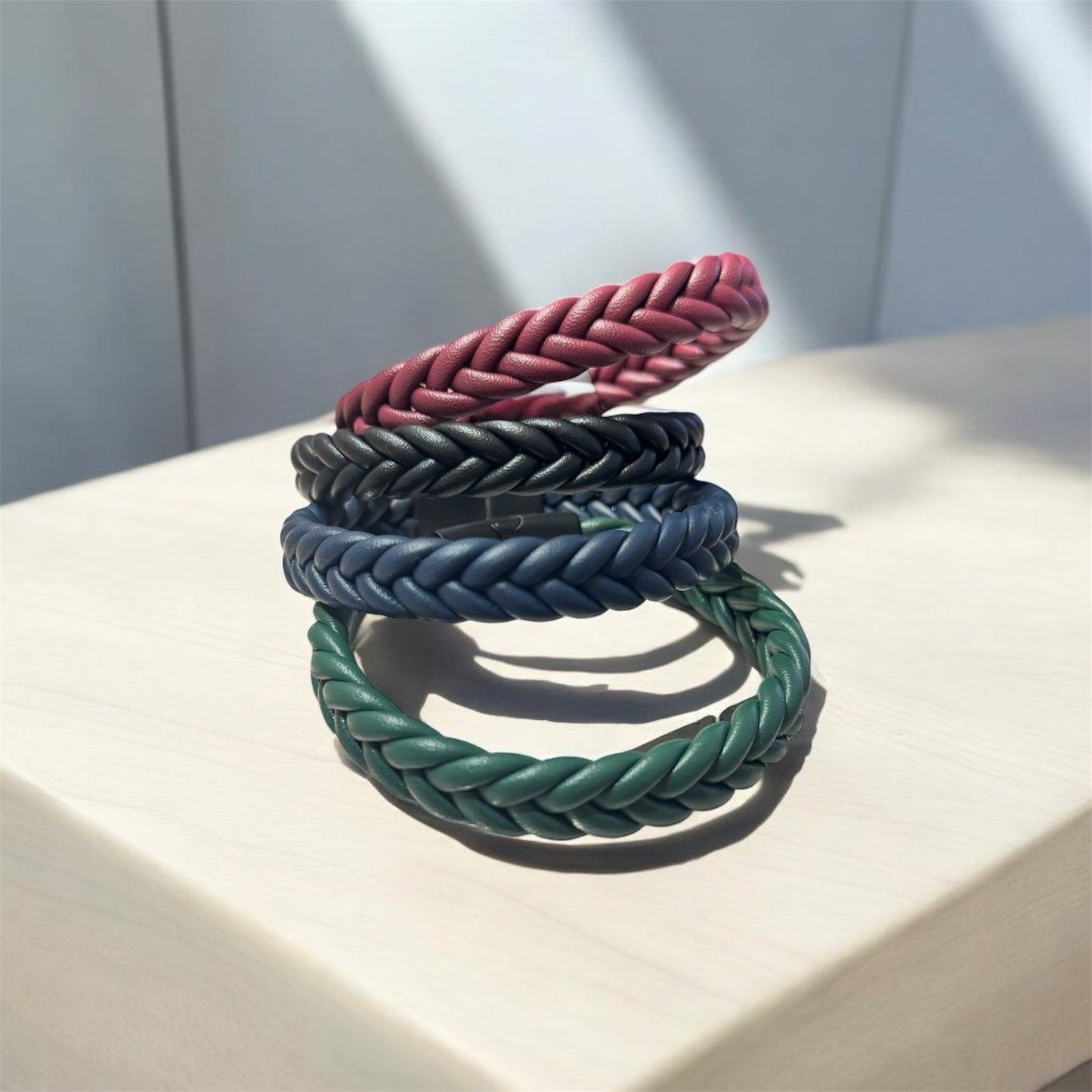 Leather braid men bracelet