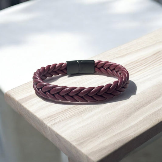 Leather braid men bracelet