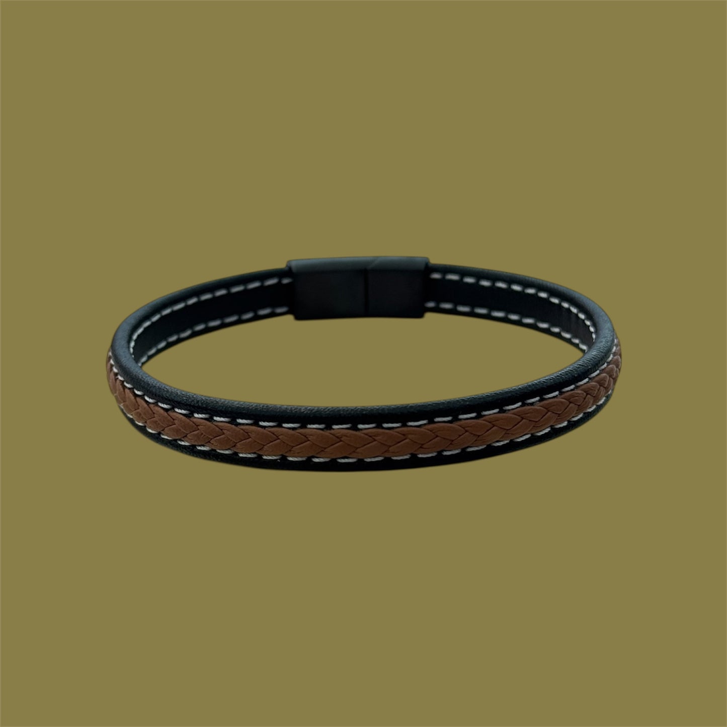 Brown leather men bracelet