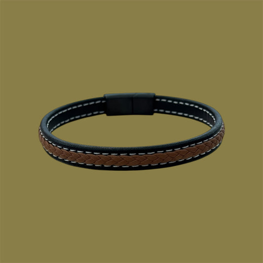 Brown leather men bracelet